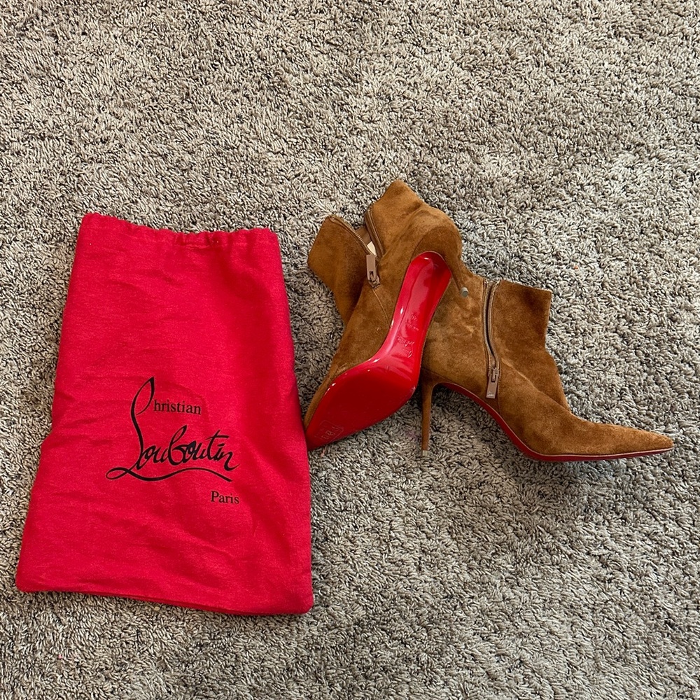 Christian Louboutin Brown Suede Heeled Boots